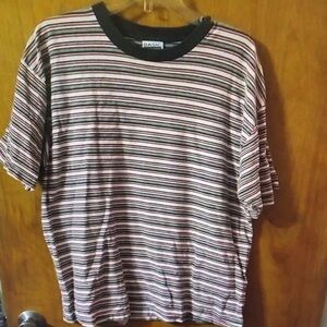 Striped Men's Shirt - Black, White, Red